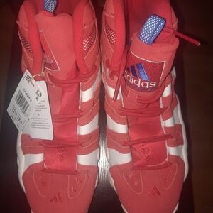 Adidas Kids Red and White High-Top Sneakers